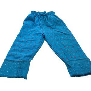 Vintage OshKosh B’Gosh Girls Blue Pink Floral Bow Pants Size 2T USA Made 1990s